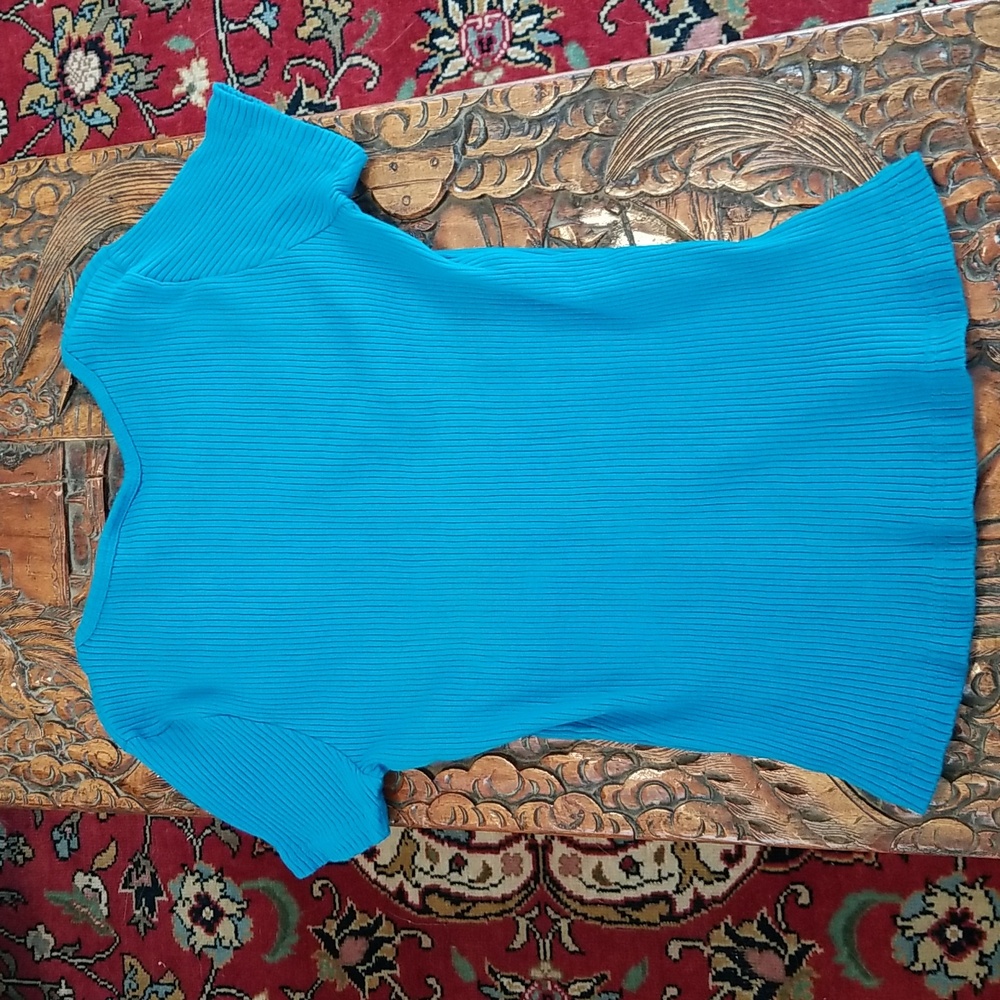 INC Intimates Lounge Ribbed SS Tee Blue Small - Picture 4 of 4